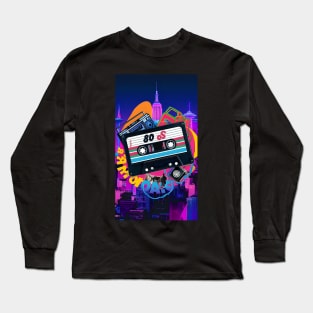 80s nostalgia cassette art Long Sleeve T-Shirt